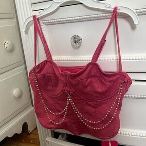 SHEIN ICON Chain Detail Bustier Crop Cami Top